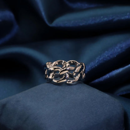 Warm Fortune Cuban Link Rings for Men & Woman, 18K Gold Plated Spinner Hip Hop Rings - Size 7-8