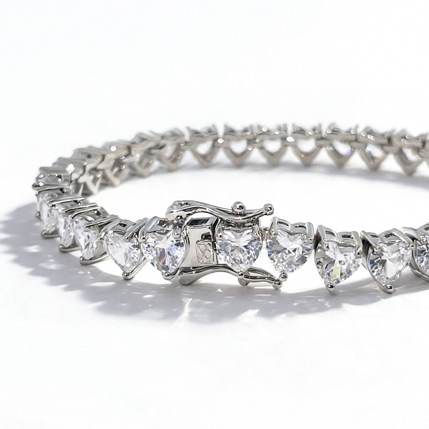 Warm Fortune Pear Stone Tennis Bracelet for Women, White Gold Plated, Clear CZ, 7 Inch, Graduated Pear Stone Design