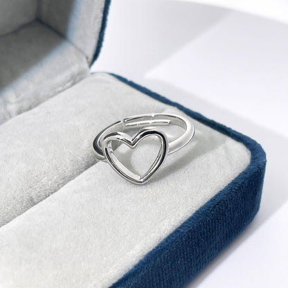 Warm Fortune Open Heart Stackable Band Ring for Women, 18K Gold Plated Dainty Promise Ring, Minimalist Love Statement Jewelry