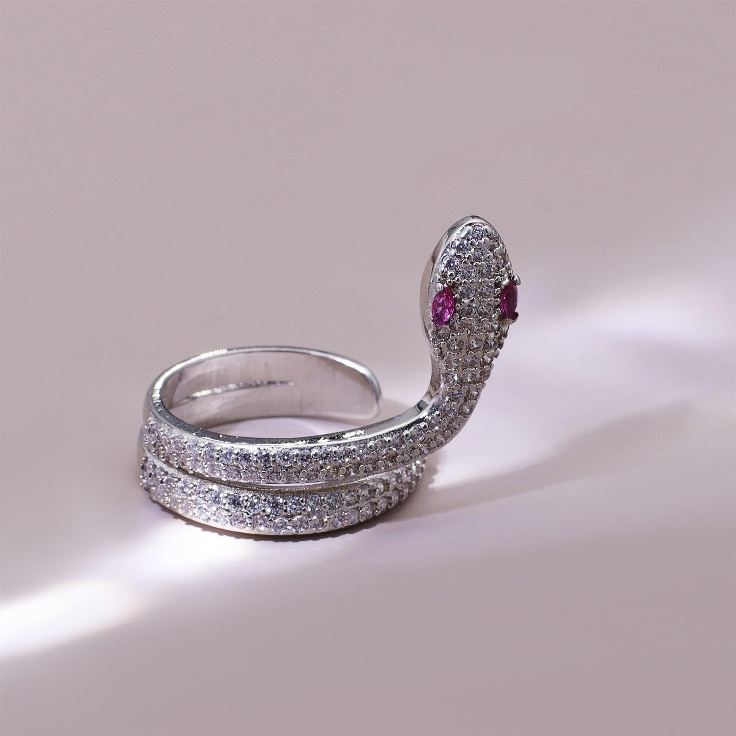 Warm Fortune Snake Promise Ring for Her - 18K Gold Plated Cubic Zirconia, Stackable Gift Valentine's Day, Fashion & Daily Elegant Wear, Adjustable