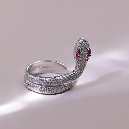 Warm Fortune Snake Promise Ring for Her - 18K Gold Plated Cubic Zirconia, Stackable Gift Valentine's Day, Fashion & Daily Elegant Wear, Adjustable