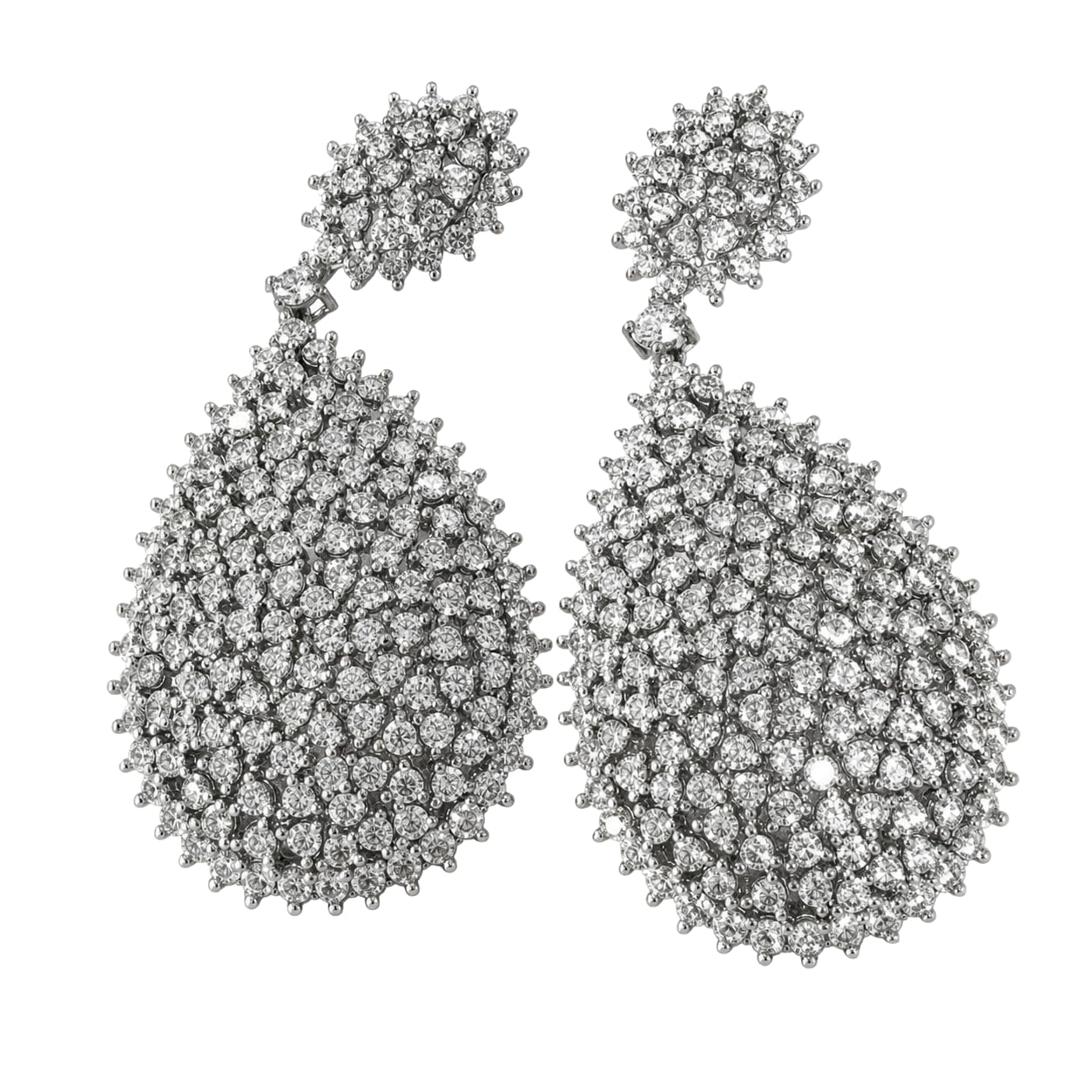 Warm Fortune 18K Gold Plated Pave Teardrop Cubic Zirconia Drop Earrings for Women Hypoallergenic - Valentine's Day, Mother's Day, Birthday Gift for Her
