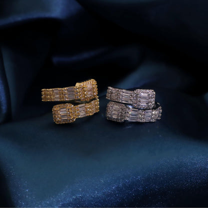 Warm Fortune Gold Plated Cubic Zirconia Band Ring, Hip Hop Street Style For Man or Women Fashion Jewelry