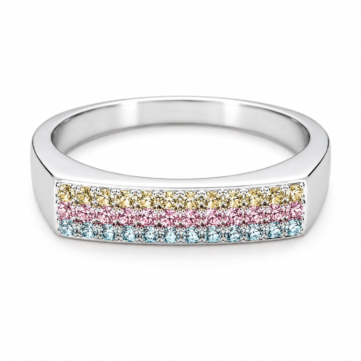 Warm Fortune Stripe Pave Band Ring - 18K Gold Plated Cubic Zirconia Stackable Gift for Women, Daily Fashion Wear & Casual Accessory, Trendy Street Wear, Size 6-9