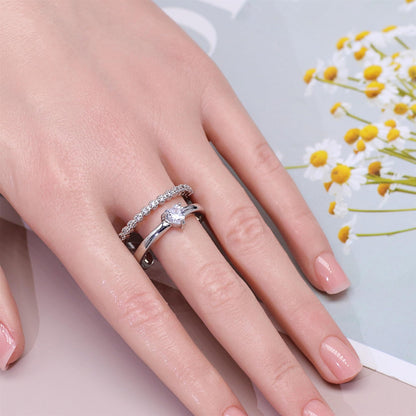 Warm Fortune Mixed-Cut Multi-Stone Wave Promise Ring for Her - 18K Gold Plated Cubic Zirconia, Stackable Valentine Gift Jewelry, Size 5.5-9.5
