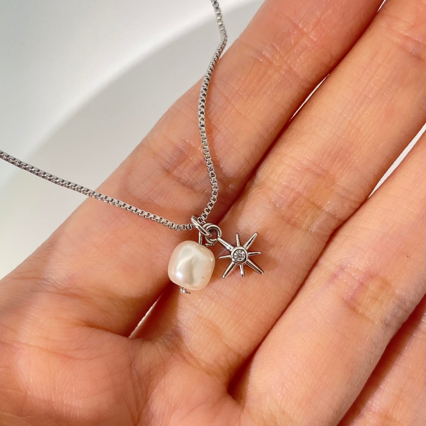 Warm Fortune Cubic Zirconia Pendant Necklace for Women,18K White Gold Plated,16 inch + 2inch Chain