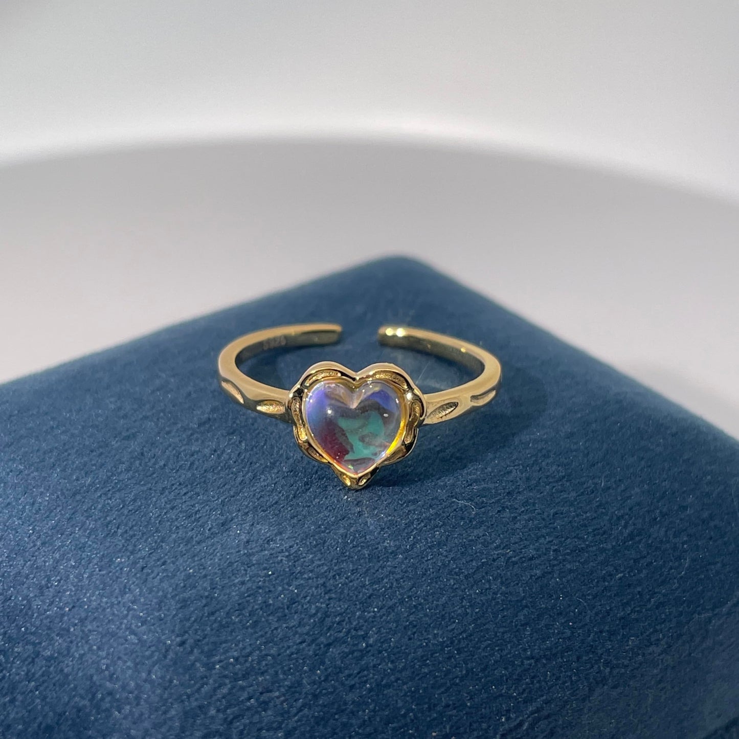 Warm Fortune Cubic Zirconia Engagement Ring for Women, 925 Sterling Silver with 18K Gold Plated Anniversary Ring, Gift for Her Promise Ring,Adjustable