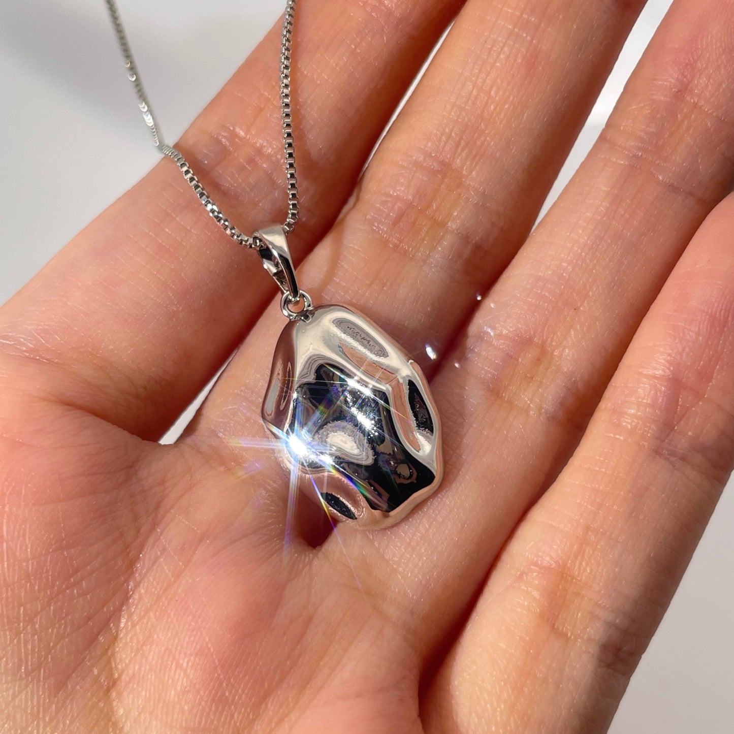 Warm Fortune Pendant Necklace for Women,18K White Gold Plated,18 inch + 2inch Chain