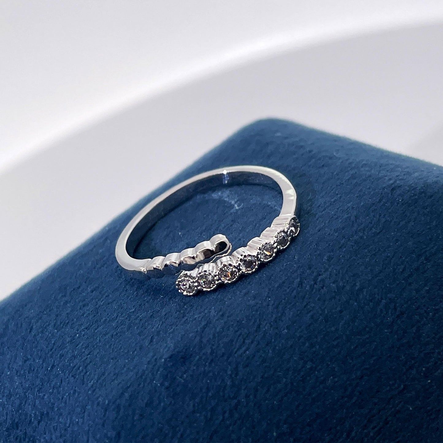 Warm Fortune Asymmetrical Beaded & Pave Promise Ring for Her - 18K Gold Plated Cubic Zirconia, Stackable Gift Valentine's Day, Fashion & Daily Elegant Wear, Adjustable