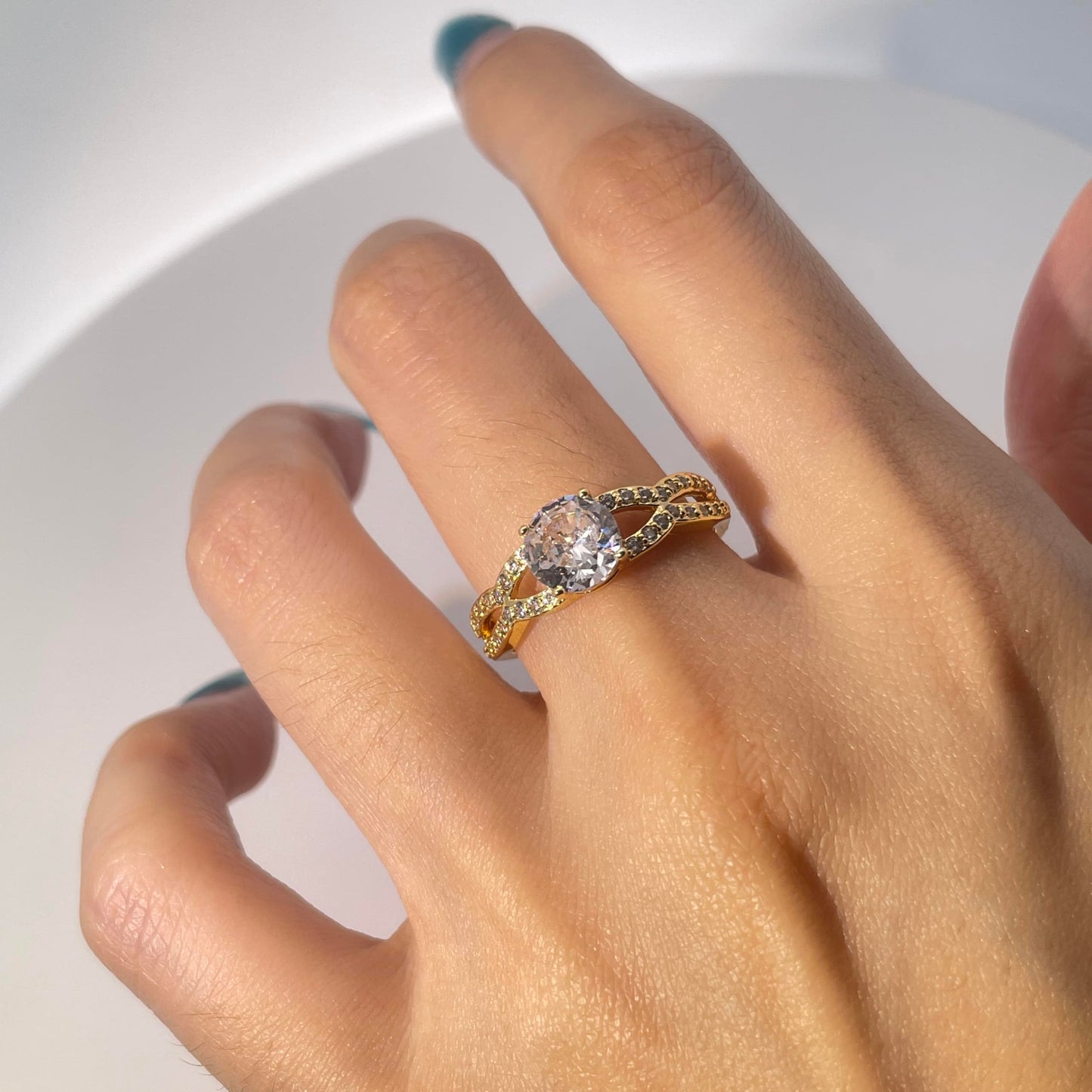 Warm Fortune Cubic Zirconia Engagement Ring for Women,18K Gold Plated Anniversary Ring,Gift for Her Promise Ring