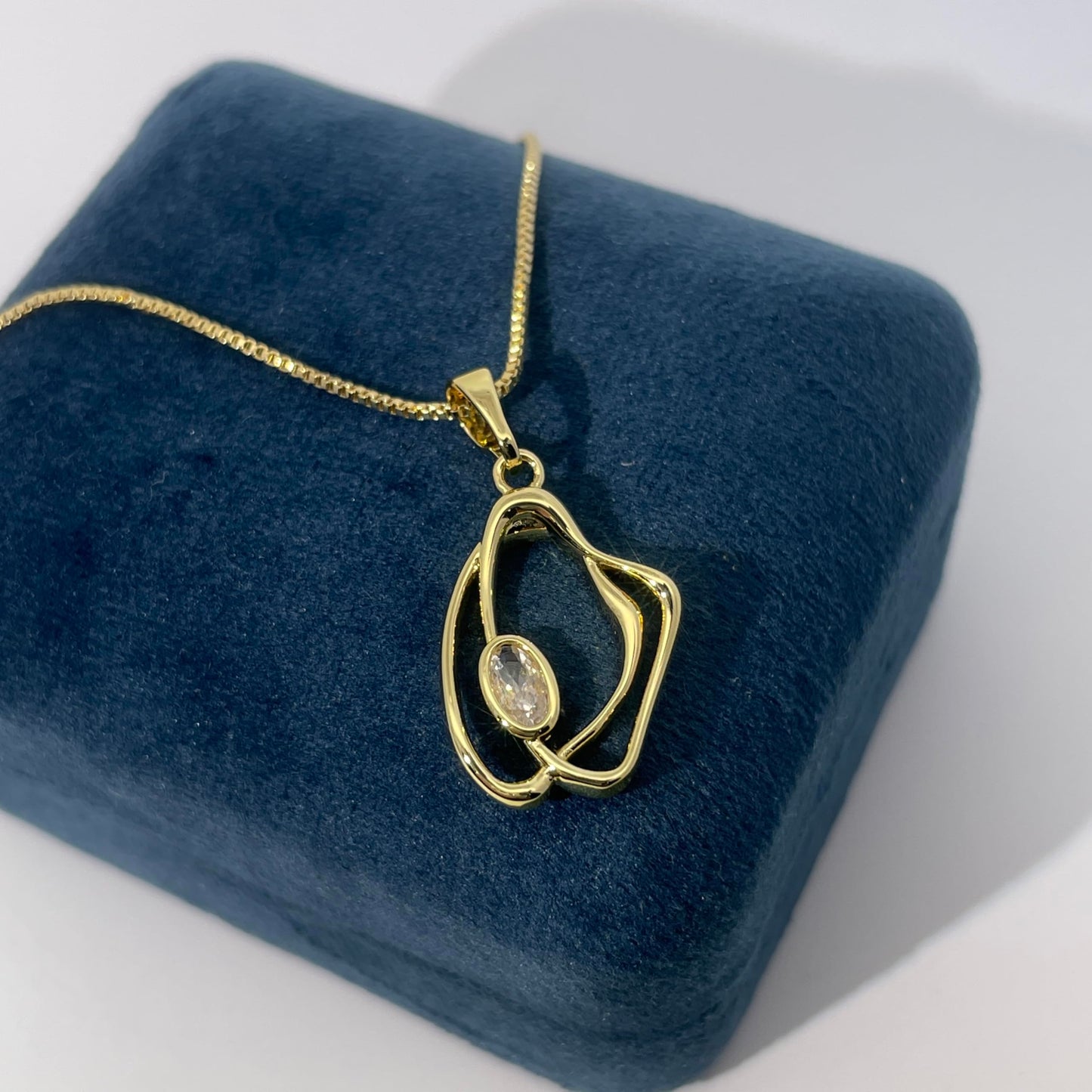 Warm Fortune Cubic Zirconia Pendant Necklace for Women,18K Gold Plated,18 inch + 2inch Chain