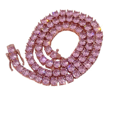 Warm Fortune Tennis Chain Necklace for Women Men,Iced Out Gold Plated Cubic Zirconia,16inch Chain,Hip Hop Street Style Fashion Jewelry