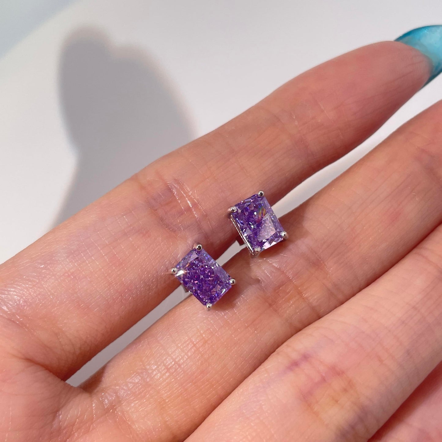 Warm Fortune Cubic Zirconia Stud Earrings for Women, 925 Sterling Silver with 18K White Gold Plated Hypoallergenic