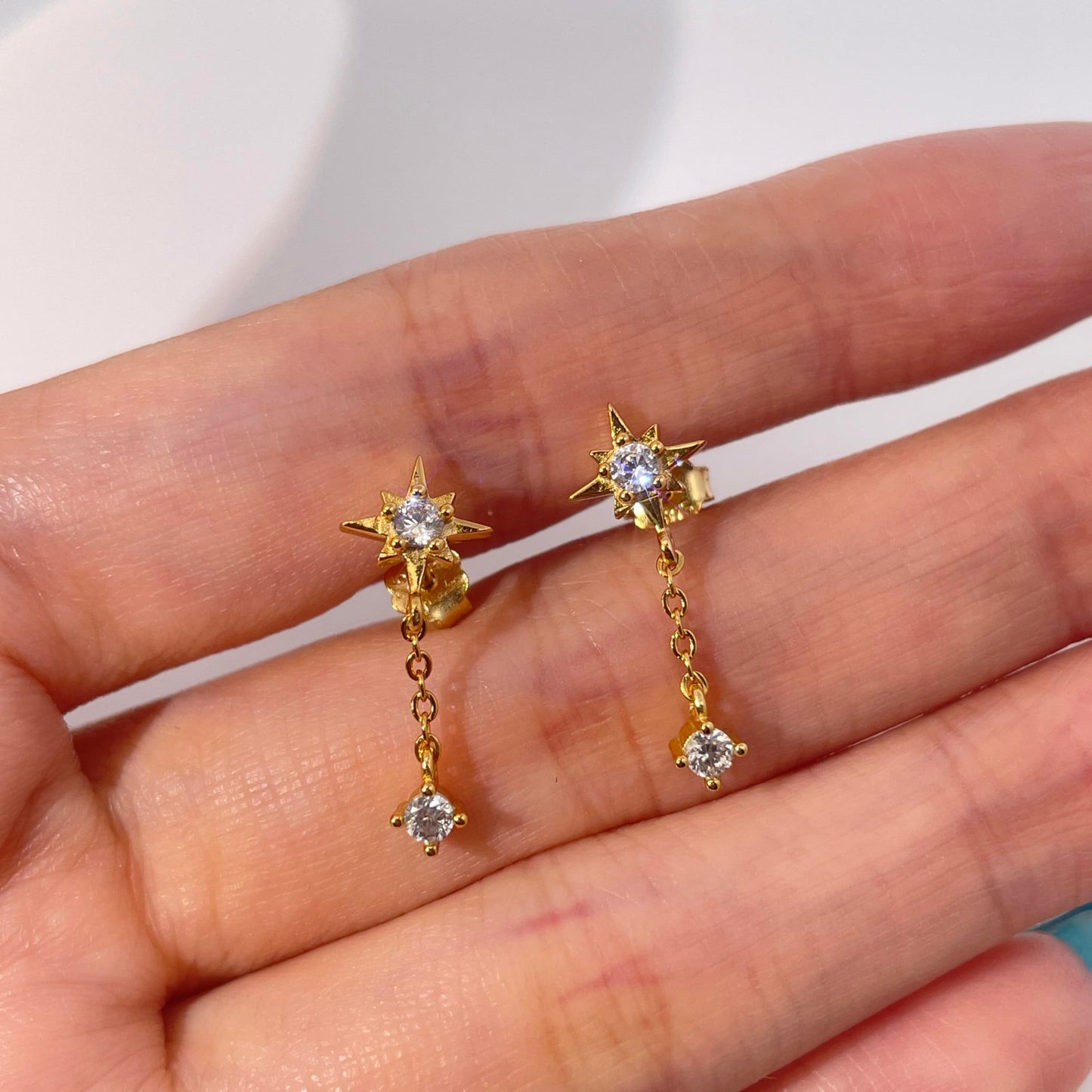 Warm Fortune Cubic Zirconia Drop Earrings for Women,925 Sterling Silver with 18K Gold Plated Hypoallergenic