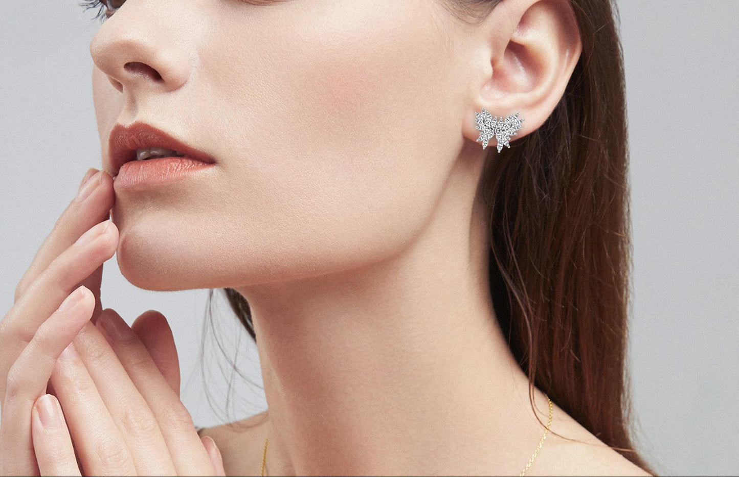 Warm Fortune Luxurious Butterfly Moissanite Stud Earrings for Women, Fashion Lab Created DE VVS, 925 Sterling Silver 18K White Gold Plated Hypoallergenic