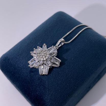 Warm Fortune Cubic Zirconia Pendant Necklace for Women,18K White Gold Plated,18 inch + 2inch Chain