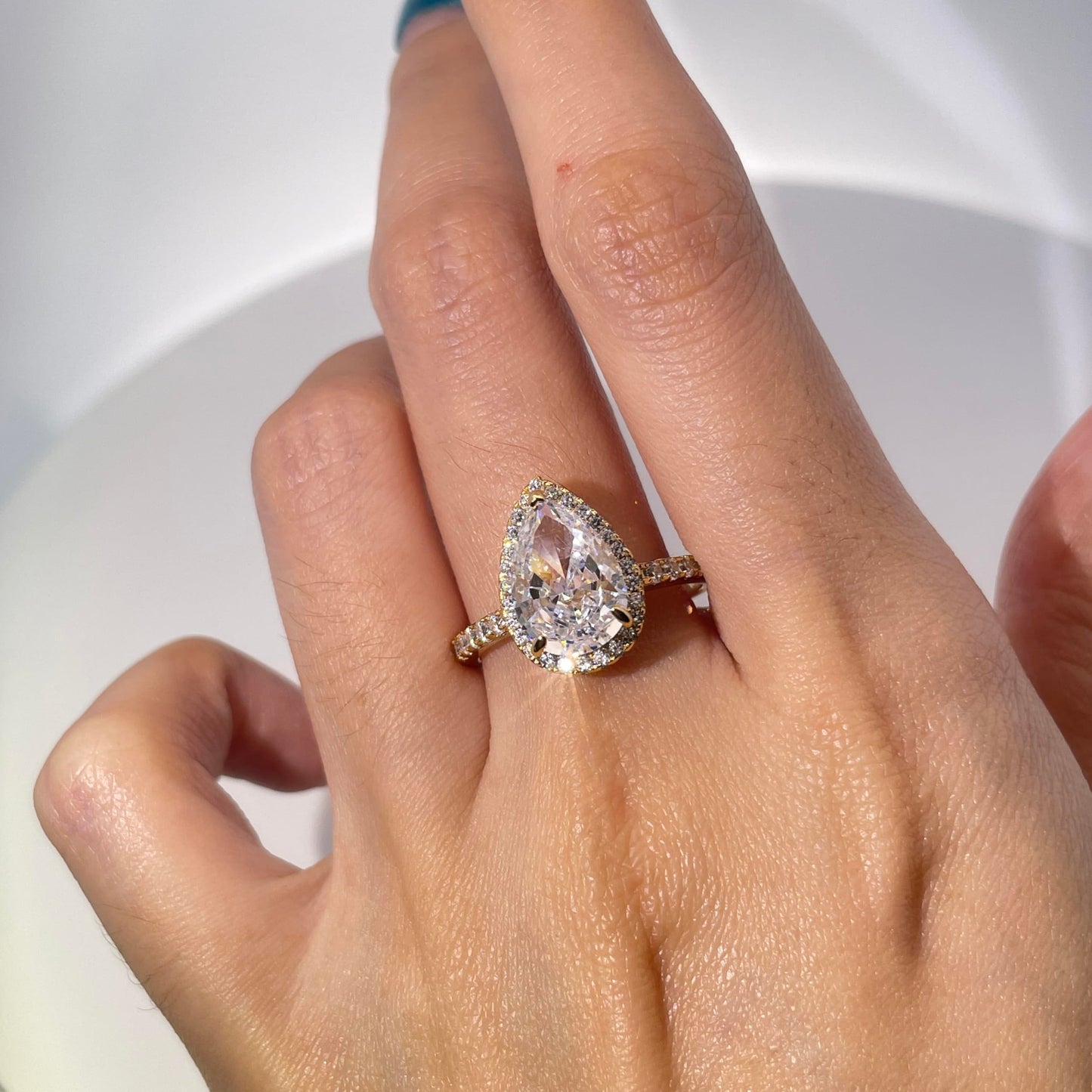 Warm Fortune Cubic Zirconia Engagement Ring for Women, 925 Sterling Silver with 18K Gold Plated Anniversary Ring, Gift for Her Promise Ring