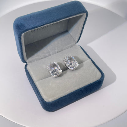 Warm Fortune Cubic Zirconia Stud Earrings for Women, 925 Sterling Silver with 18K White Gold Plated Hypoallergenic