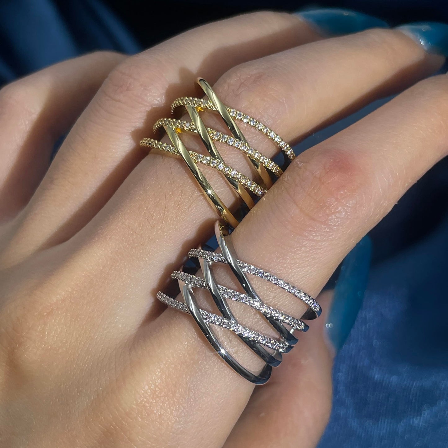 Warm Fortune Gold Plated Cubic Zirconia Band Ring, Hip Hop Street Style For Man or Women Fashion Jewelry