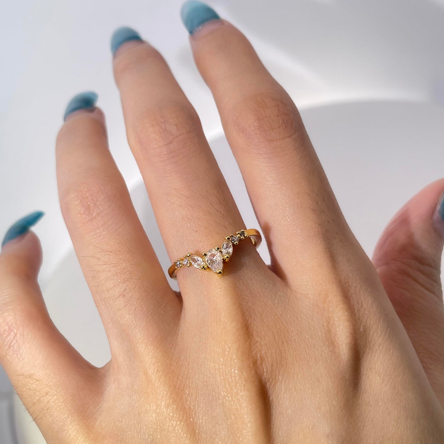 Warm Fortune Cubic Zirconia Promise Rings for Women,18K Gold Plated Anniversary Ring,Wedding Bands Rings for Women,Adjustable