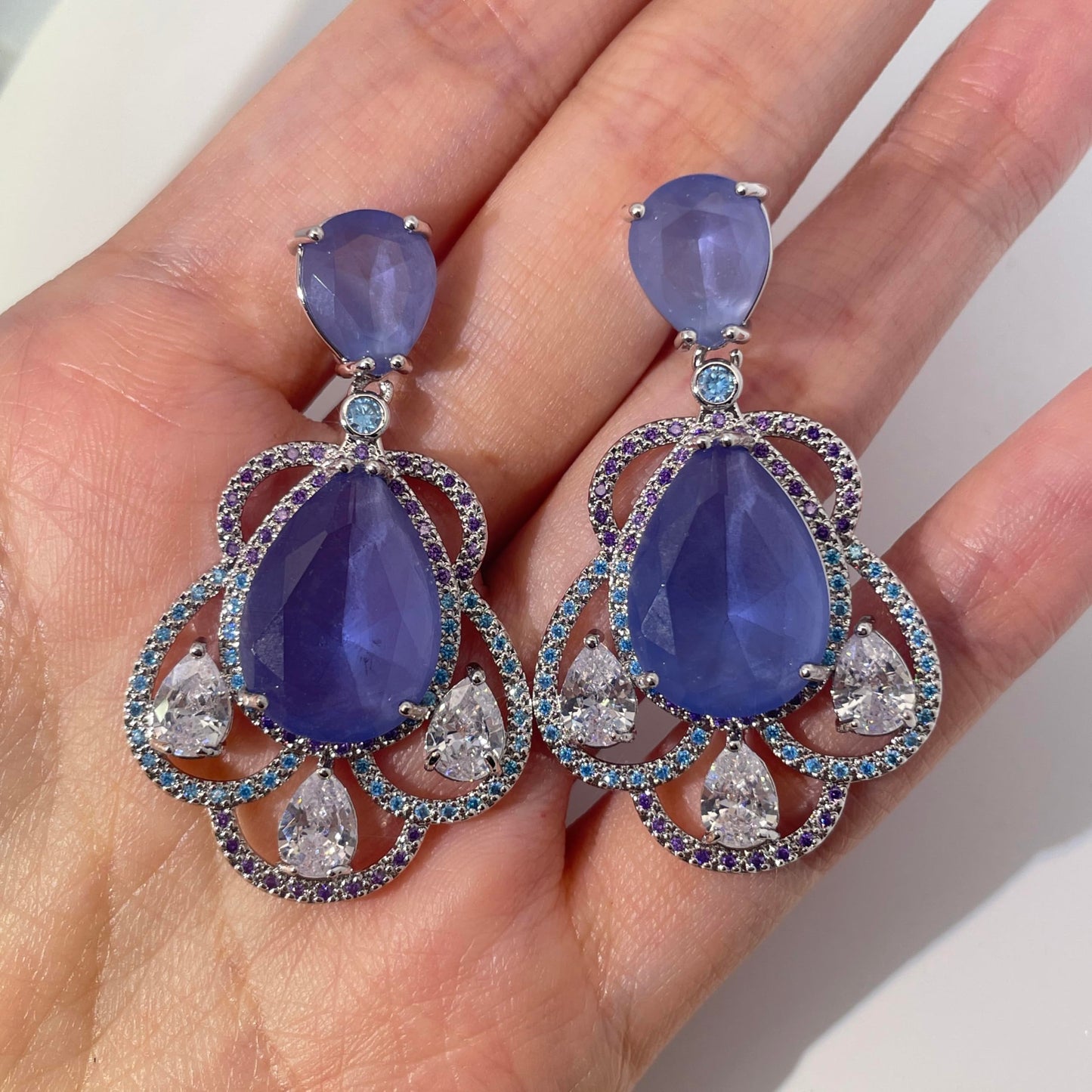 Warm Fortune 18K Gold Plated Teardrop Cubic Zirconia Drop Earrings for Women Hypoallergenic - Valentine's Day, Mother's Day, Birthday Gift for Her
