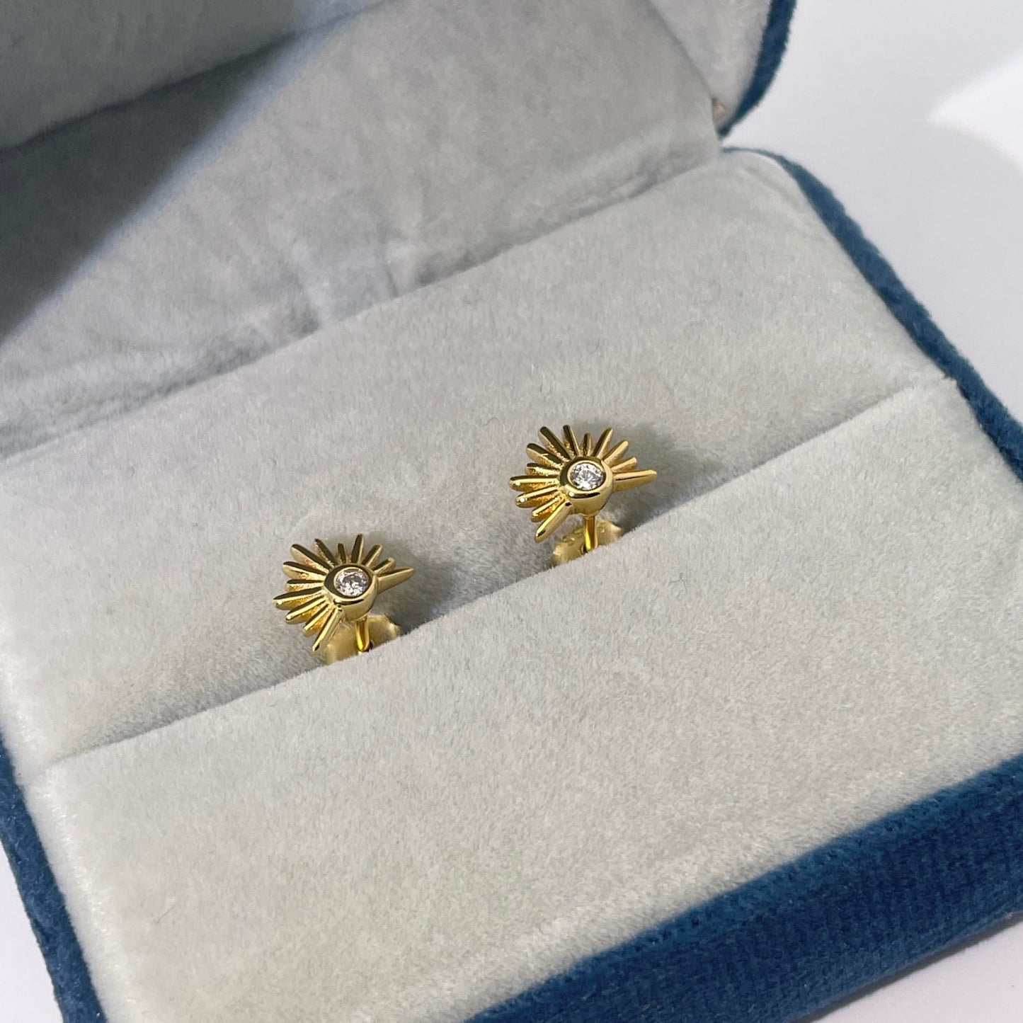 Warm Fortune Cubic Zirconia Stud Earrings for Women, 925 Sterling Silver with 18K Gold Plated Hypoallergenic