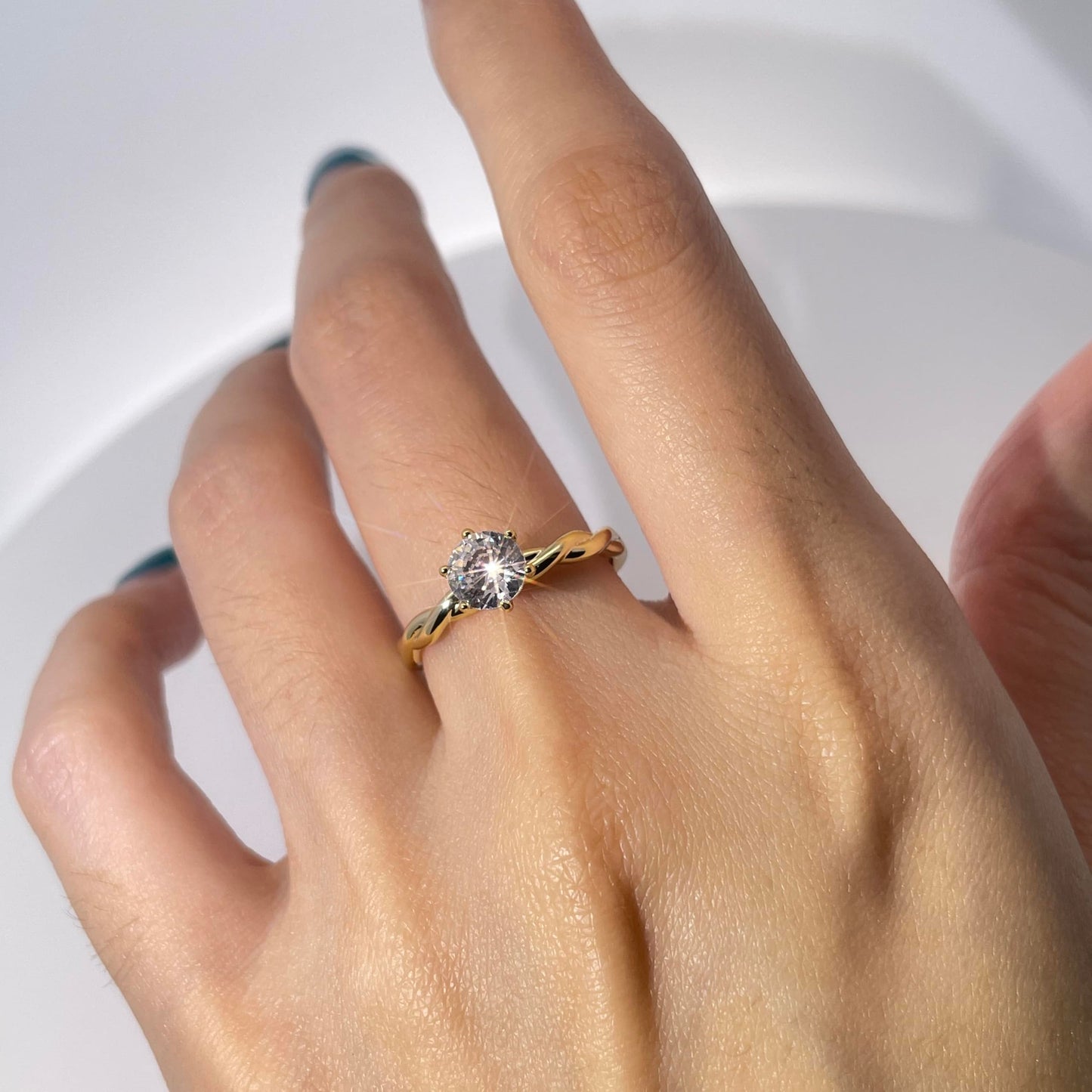 Warm Fortune Cubic Zirconia Engagement Ring for Women,18K Gold Plated Anniversary Ring,Gift for Her Promise Ring