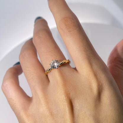 Warm Fortune Cubic Zirconia Engagement Ring for Women,18K Gold Plated Anniversary Ring,Gift for Her Promise Ring