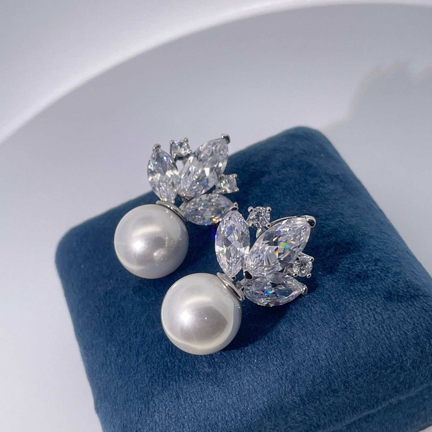 Warm Fortune 18K Gold Plated Round Pearl Stud Earrings for Women Hypoallergenic - Valentine's Day, Mother's Day, Birthday Gift for Her
