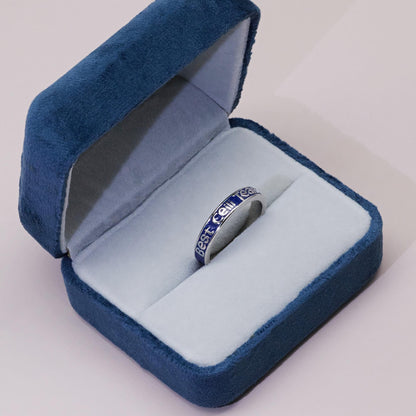 Warm Fortune Enamel Letter Band Ring for Women, 18K Gold Plated Engraved Text Stackable Jewelry for Daily Outfit, Size 6-8