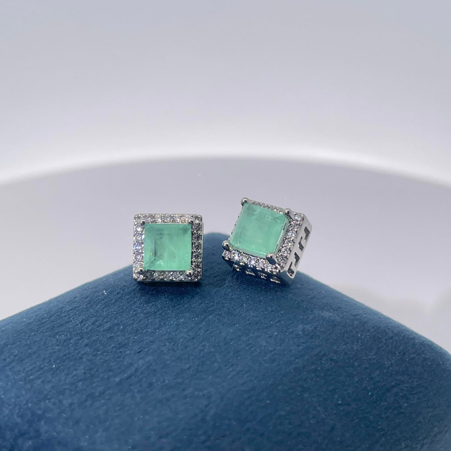 Warm Fortune 18K Gold Plated Square Cubic Zirconia Stud Earrings for Women Hypoallergenic - Valentine's Day, Mother's Day, Birthday Gift for Her