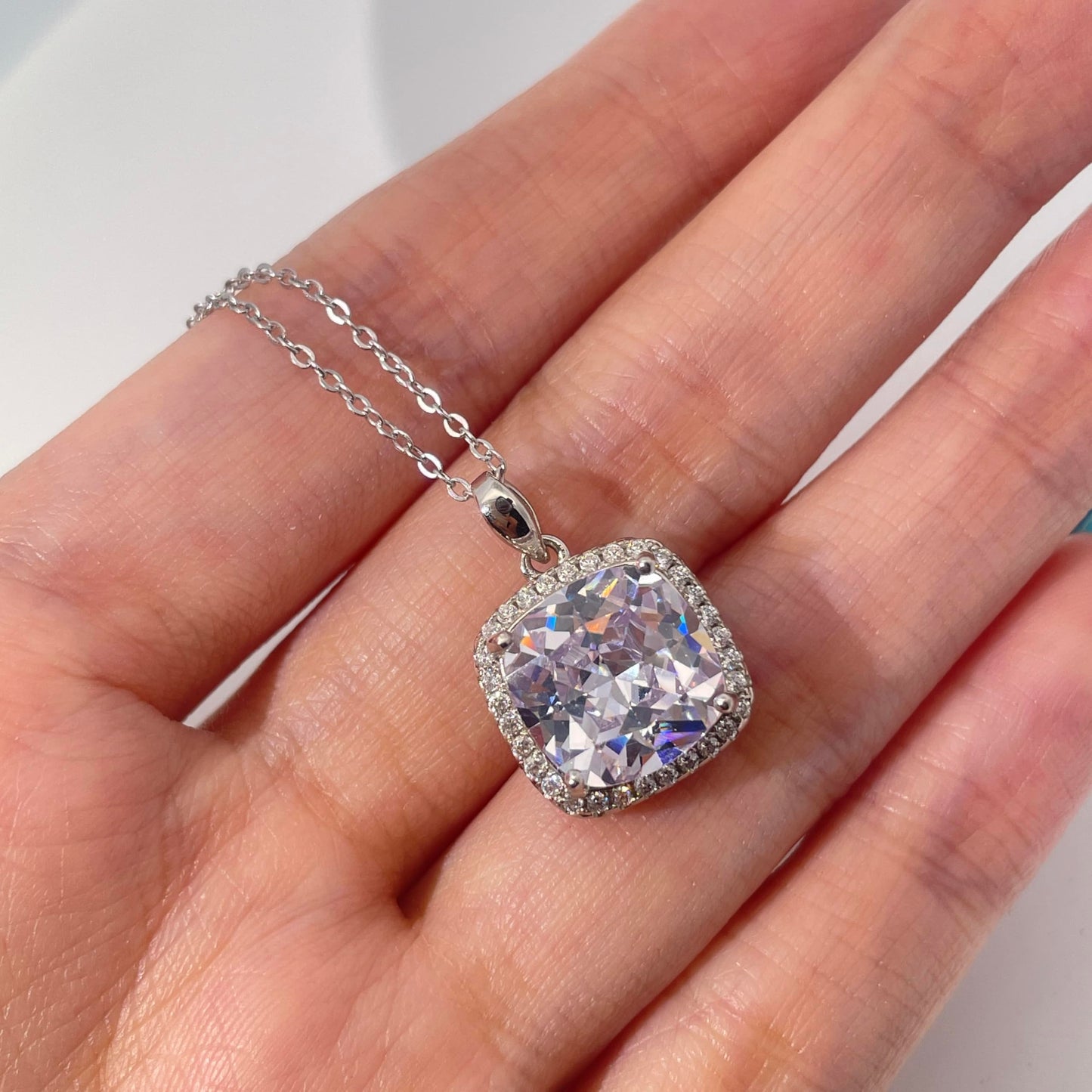 Warm Fortune Cubic Zirconia Pendant Necklace for Women,18K Gold Plated Sterling Silver, 16 inch + 2inch Chain