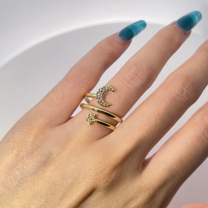 Warm Fortune Cubic Zirconia Promise Rings for Women,18K Gold Plated Anniversary Ring,Gift for Her Wedding Bands Rings ,Adjustable