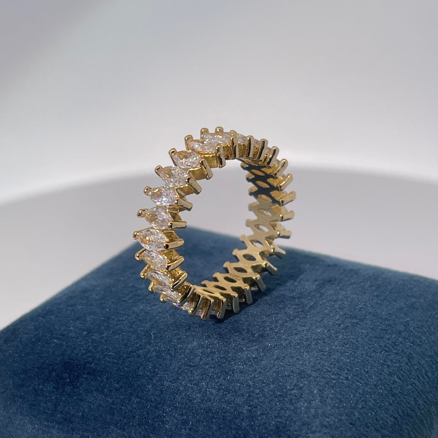 Warm Fortune Round Cut Eternity Band Eternity Ring for Her - 18K Gold Plated Cubic Zirconia,  Anniversary &Valentine's Day Gift, Timeless Promise & Wedding Jewelry, Size 7-12