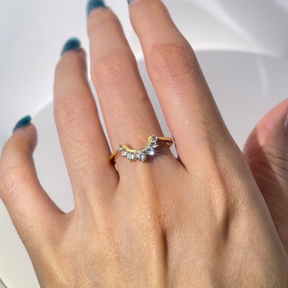 Warm Fortune Cubic Zirconia Band Style Ring for Women, 925 Sterling Silver with 18K Gold Plated Anniversary Ring, Gift for Her Promise Ring