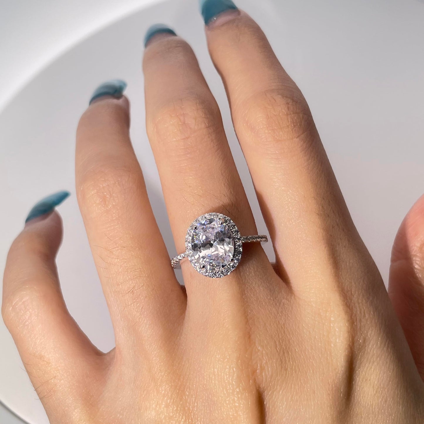 Warm Fortune Cubic Zirconia Engagement Ring for Women, 925 Sterling Silver with 18K White Gold Plated Anniversary Ring, Gift for Her Promise Ring