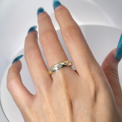 Warm Fortune Cubic Zirconia Band Style Ring for Women,18K Gold Plated Anniversary Ring,Gift for Her Promise Ring