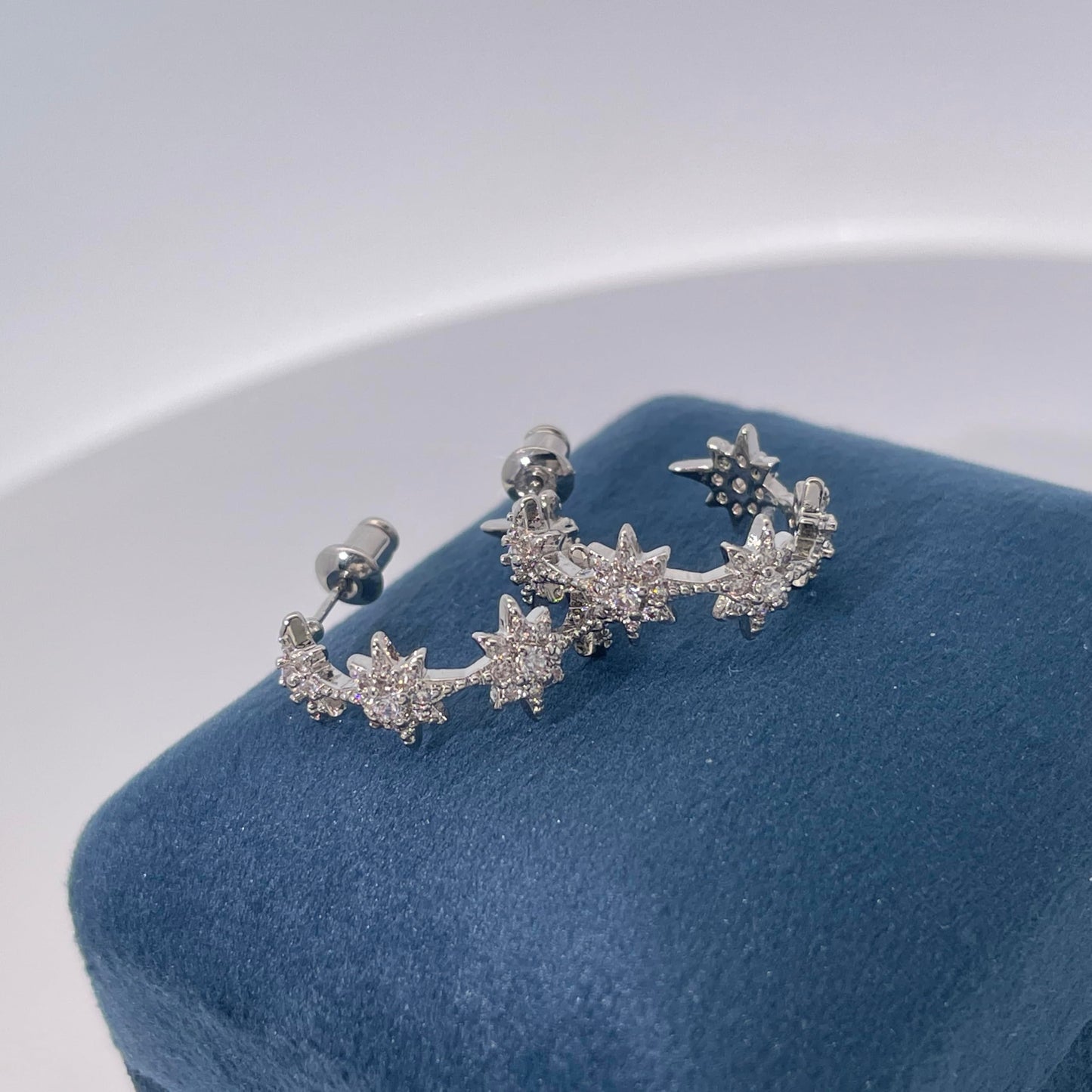Warm Fortune 18K Gold Plated Star Cubic Zirconia Hoop Earrings for Women Hypoallergenic - Valentine's Day, Mother's Day, Birthday Gift for Her