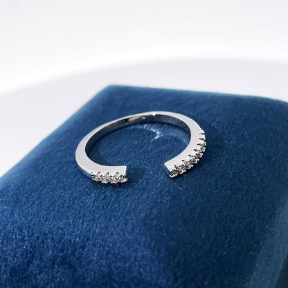 Warm Fortune Open Cuff Stackable Ring for Women, 18K Gold Plated  Two-End Pave Cubic Zirconia Dainty Adjustable Fashion Band