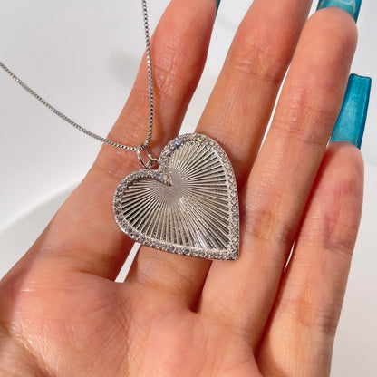 Warm Fortune Cubic Zirconia Pendant Necklace for Women,18K White Gold Plated,18 inch + 2inch Chain