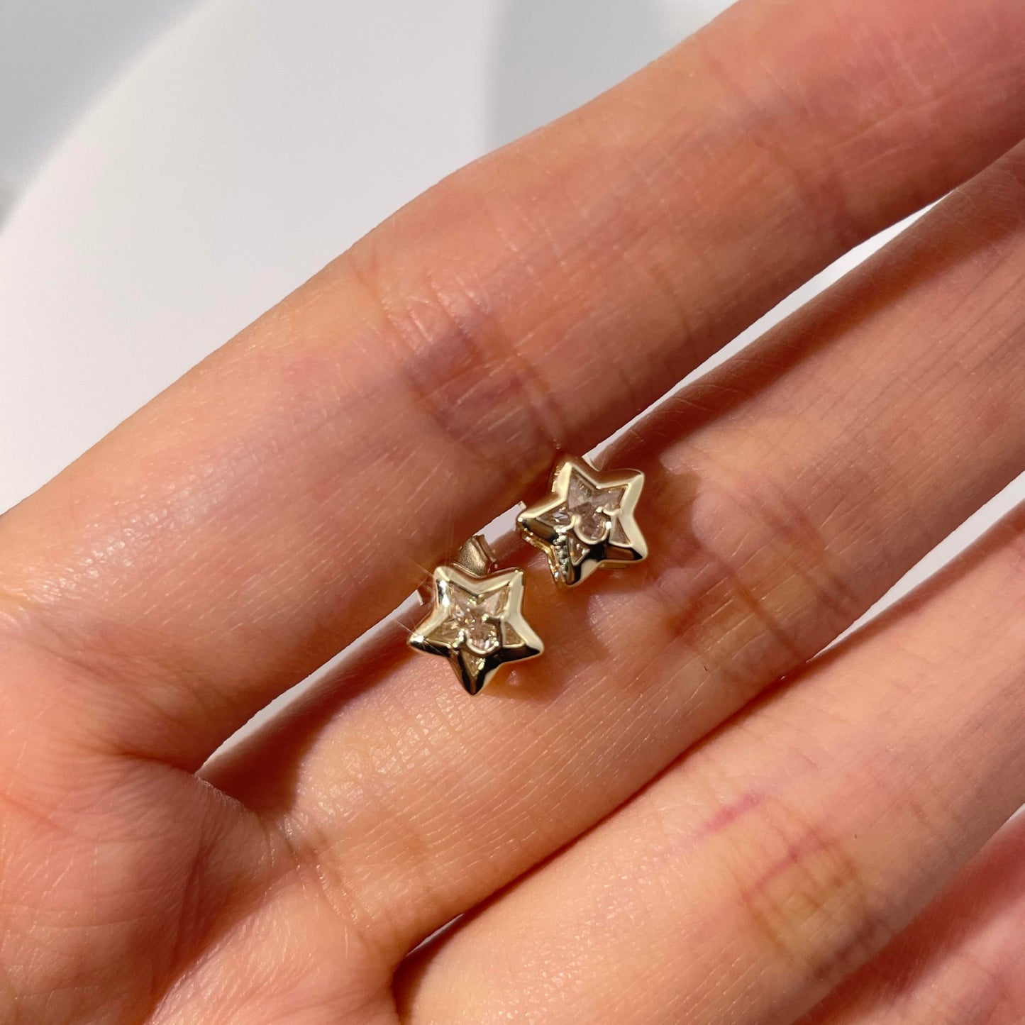 Warm Fortune Cubic Zirconia Stud Earrings for Women, 925 Sterling Silver with 18K Gold Plated Hypoallergenic