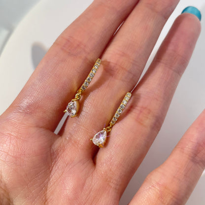 Warm Fortune Cubic Zirconia Drop Earrings for Women,925 Sterling Silver with 18K Gold Plated Hypoallergenic