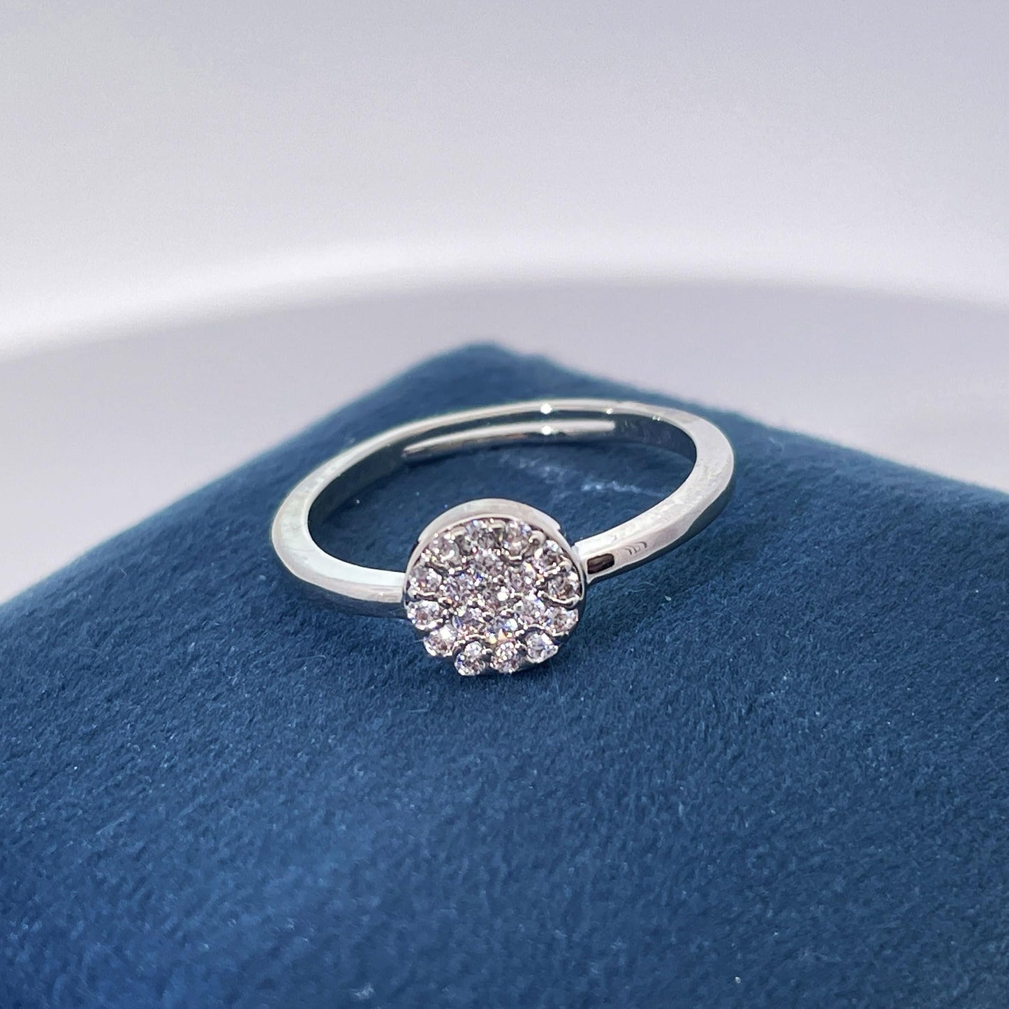 Warm Fortune Round Cluster Promise Ring for Her - 18K Gold Plated Cubic Zirconia, Minimalist Fashion Jewelry for Women, Adjustable