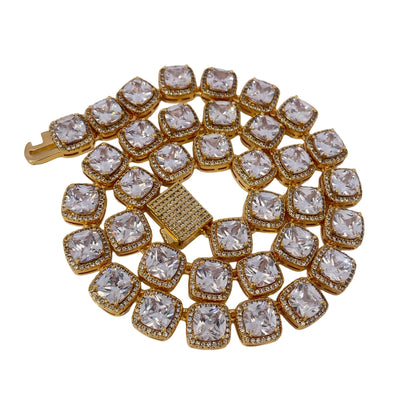 Warm Fortune Tennis Chain Necklace for Women Men,Iced Out Gold Plated Cubic Zirconia,18inch Chain,Hip Hop Street Style Fashion Jewelry