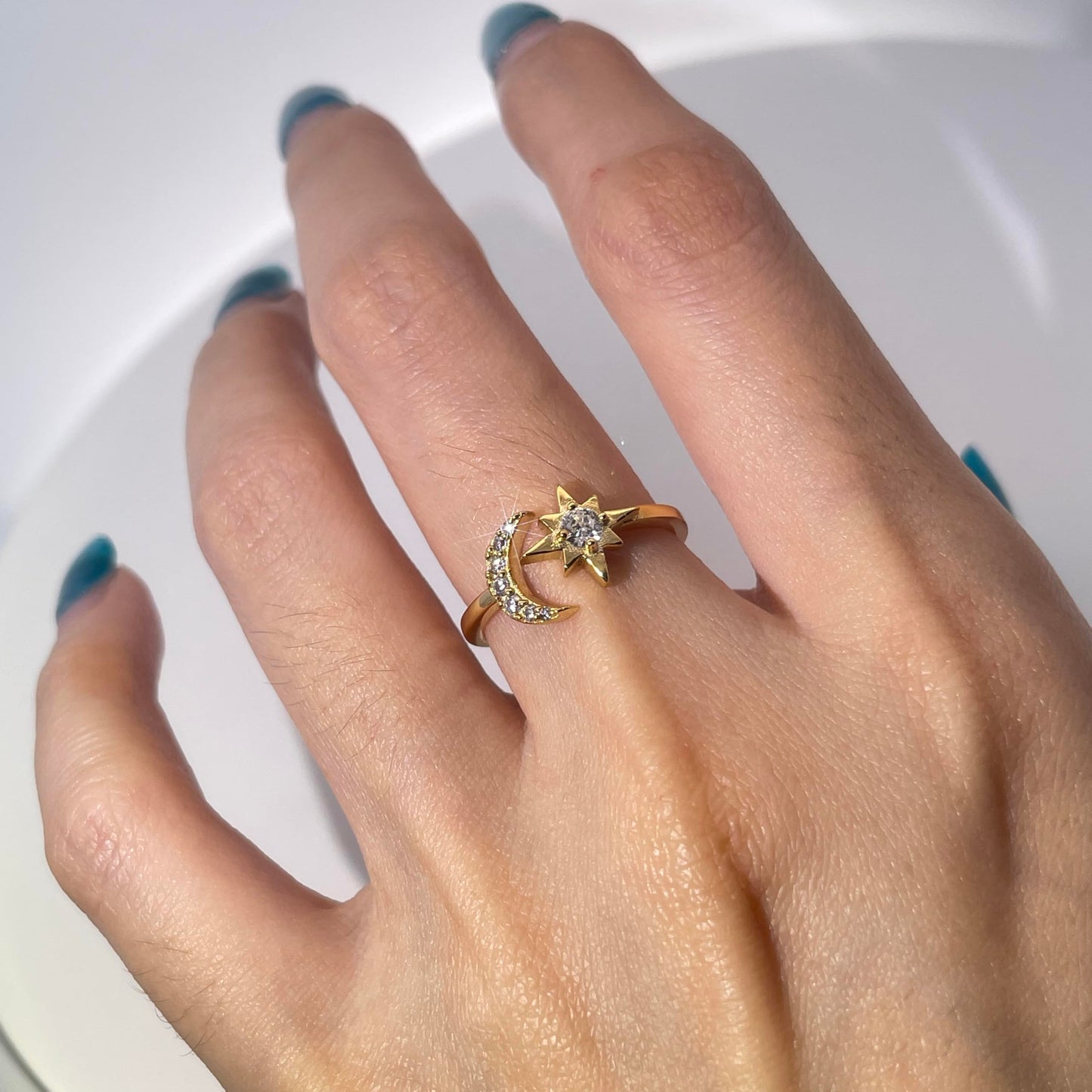 Warm Fortune Engagement Ring for Women,925 Sterling Silver with 18K Gold Plated Anniversary Ring,Gift for Her Promise Ring,Adjustable