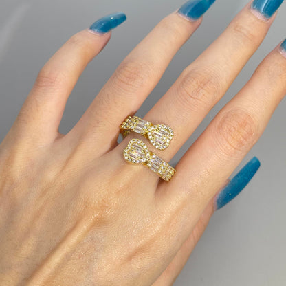 Warm Fortune Gold Plated Cubic Zirconia Band Ring, Hip Hop Street Style For Man or Women Fashion Jewelry