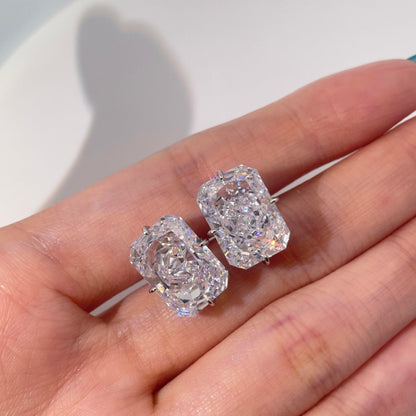 Warm Fortune Cubic Zirconia Stud Earrings for Women, 925 Sterling Silver with 18K White Gold Plated Hypoallergenic