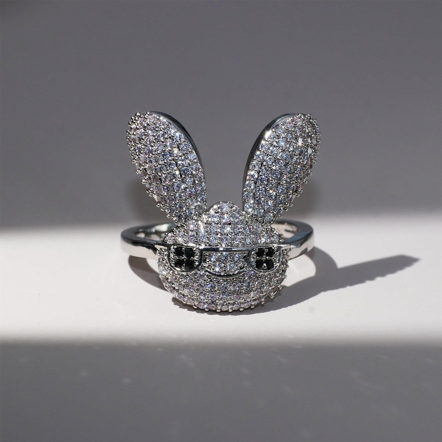 Warm Fortune Cool Rabbit Shaped Promise Ring for Her - 18K Gold Plated Cubic Zirconia, Stackable Gift Valentine's Day, Fashion & Daily Elegant Wear, Size 6-9
