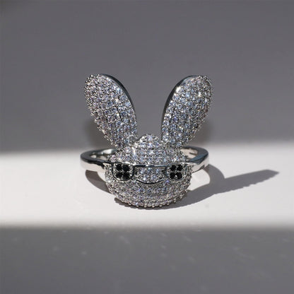 Warm Fortune Cool Rabbit Shaped Promise Ring for Her - 18K Gold Plated Cubic Zirconia, Stackable Gift Valentine's Day, Fashion & Daily Elegant Wear, Size 6-9