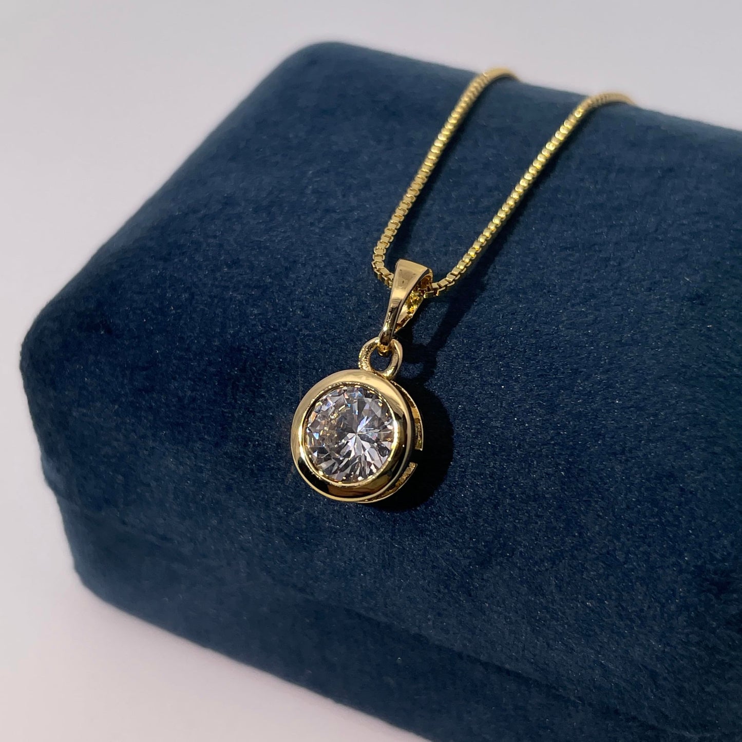 Warm Fortune Cubic Zirconia Pendant Necklace for Women,18K Gold Plated,16 inch + 2inch Chain